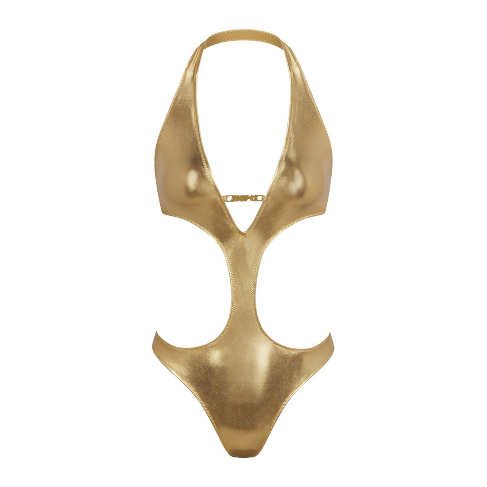 Metallic Swim Halter Monokini